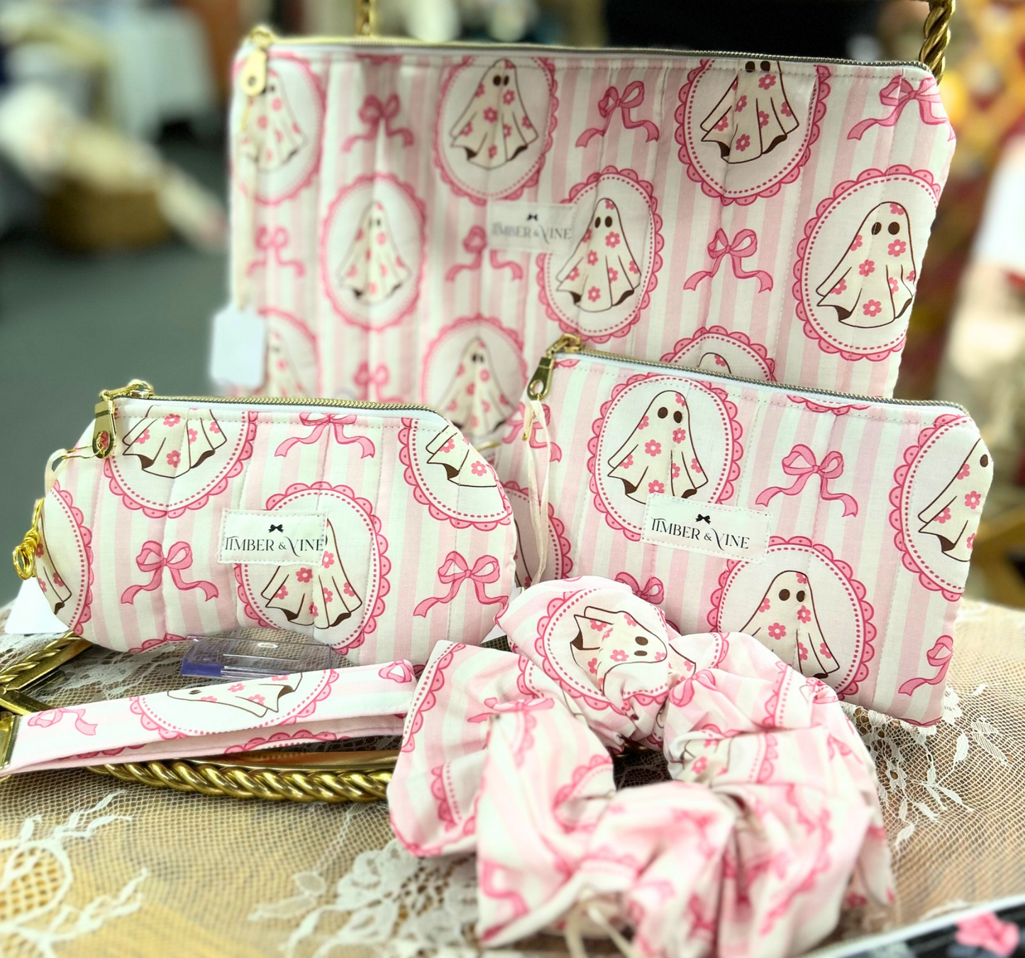 Quilted Glasses Cases - Pink Ghosts