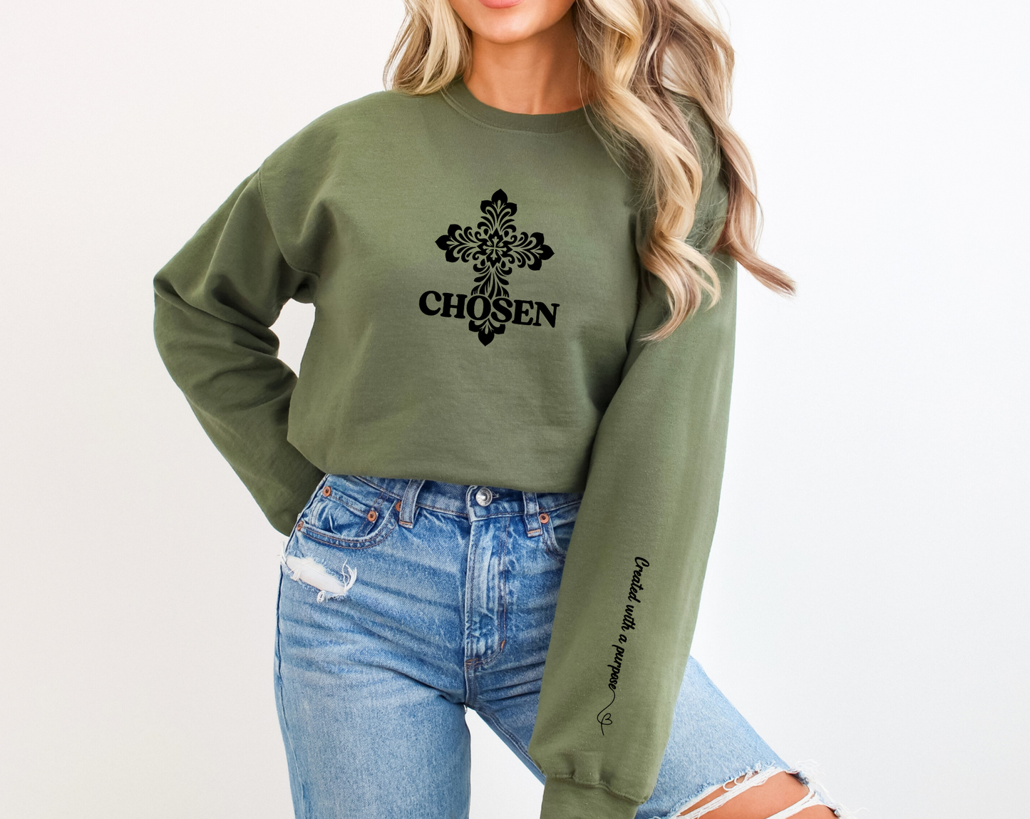 Chosen - Created with a Purpose Crewneck Sweatshirt: Embrace Your Unique Calling