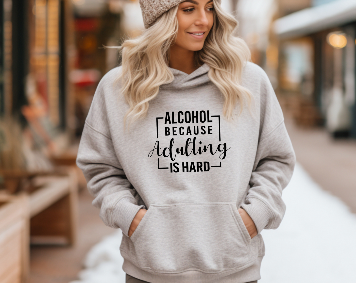 Alcohol - Because Adulting is Hard" Hoodie: Embrace the Humor of Adulthood