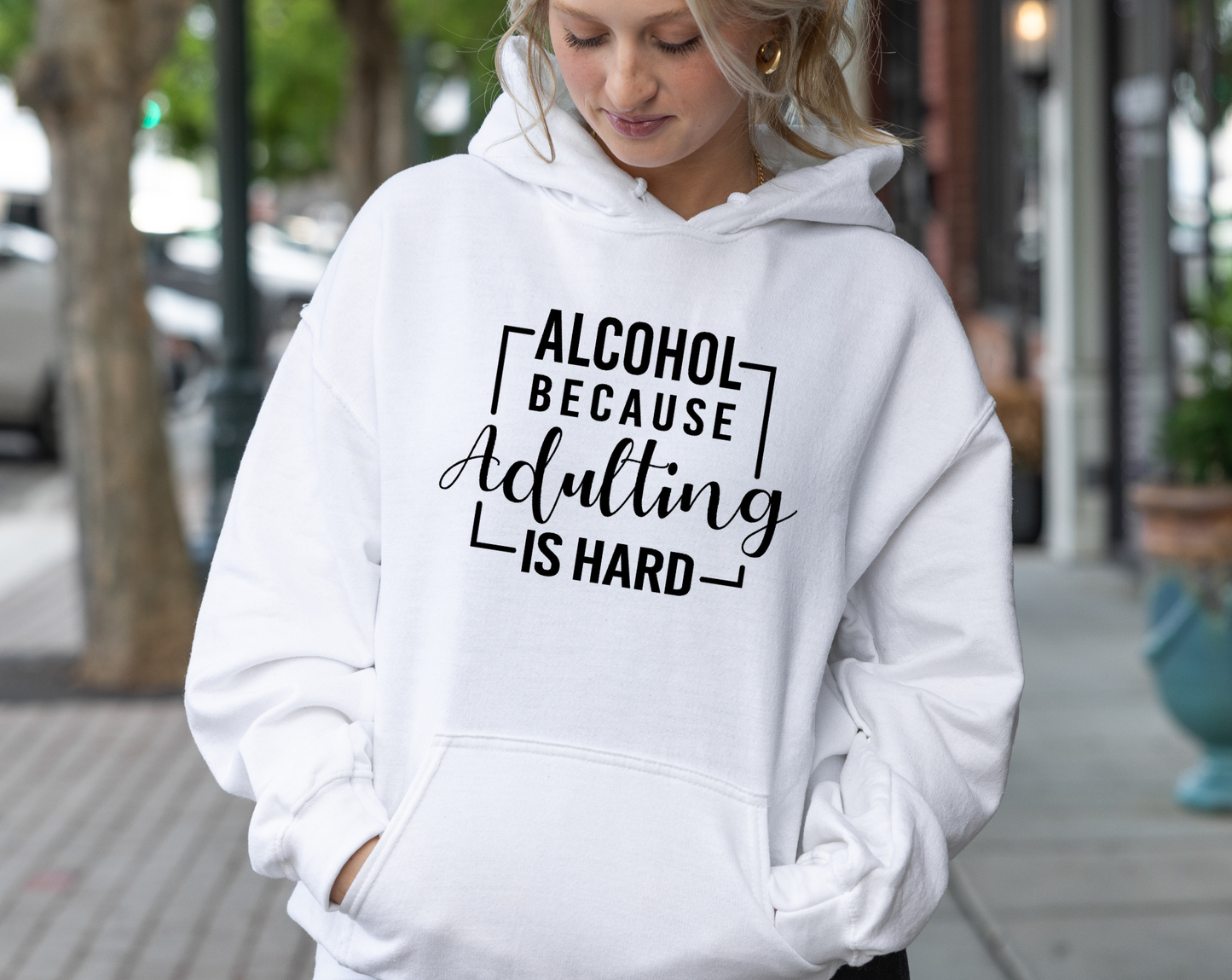 Alcohol - Because Adulting is Hard" Hoodie: Embrace the Humor of Adulthood