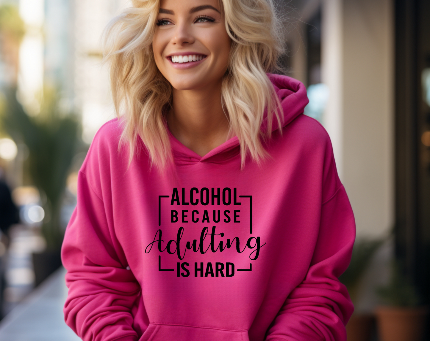 Alcohol - Because Adulting is Hard" Hoodie: Embrace the Humor of Adulthood