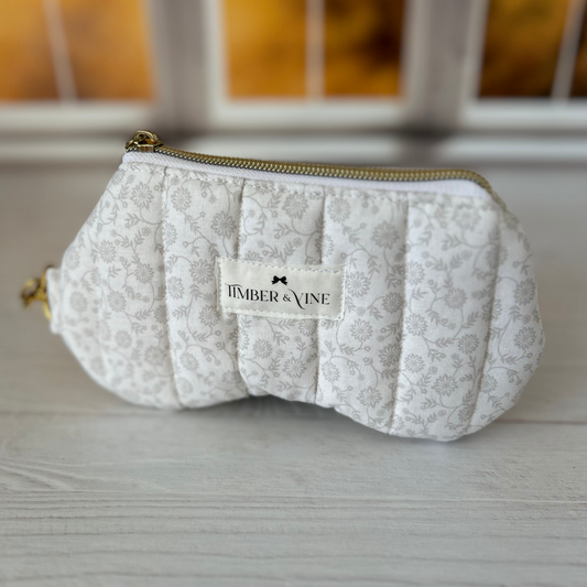 Quilted Glasses Cases - Gray Floral