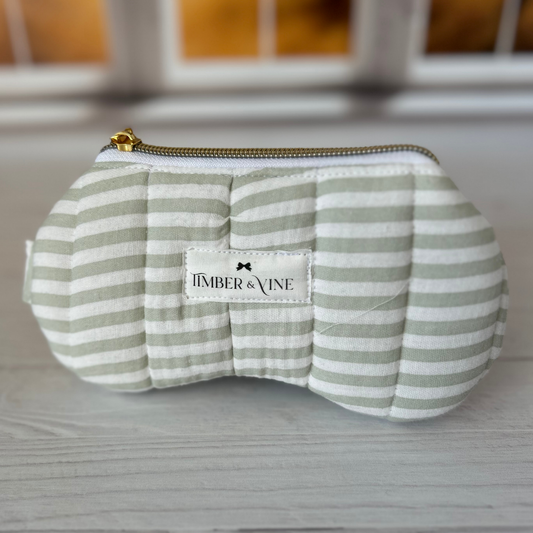 Quilted Glasses Cases - Sage Stripe