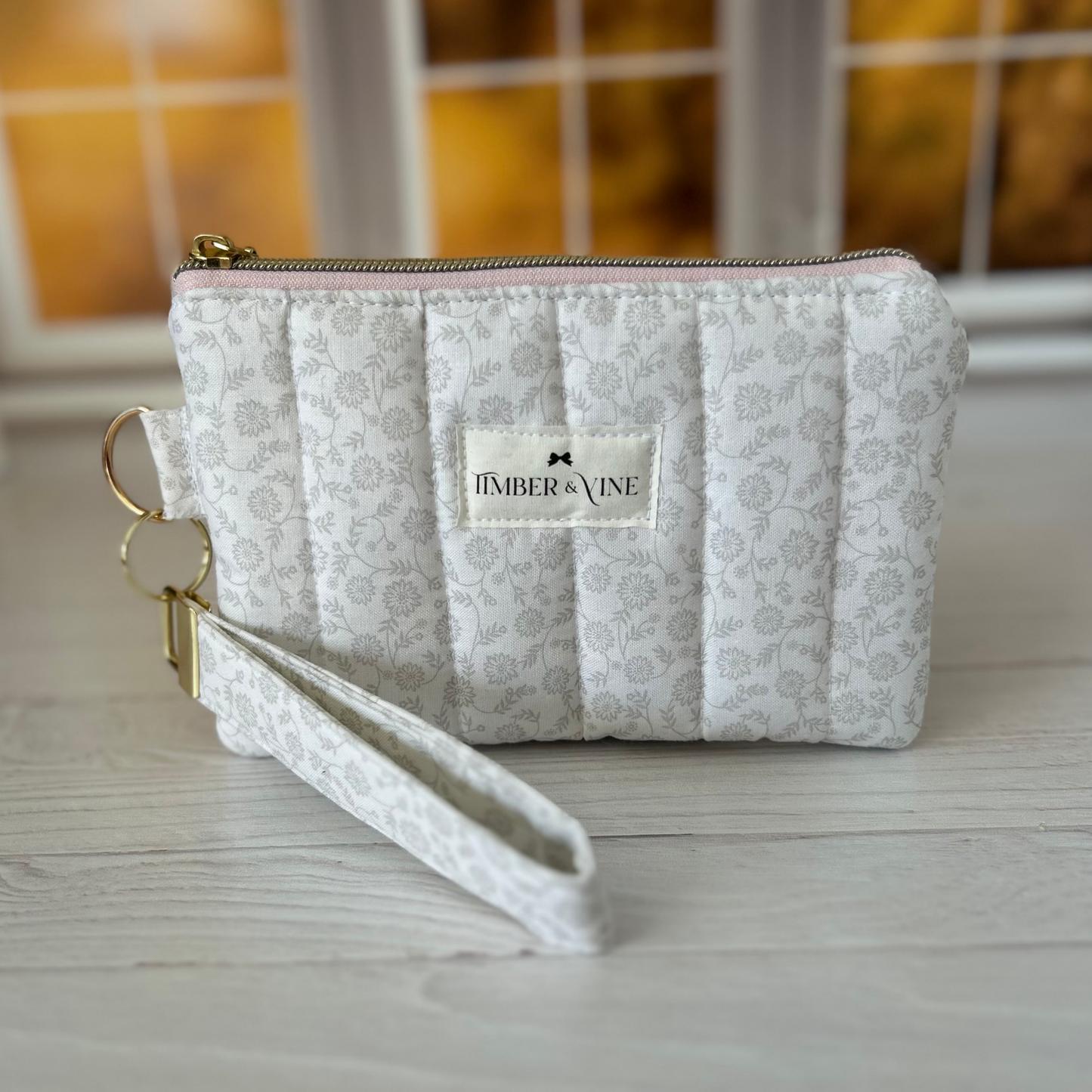 Wristlet Wallet & Keychain Sets - Gray Floral