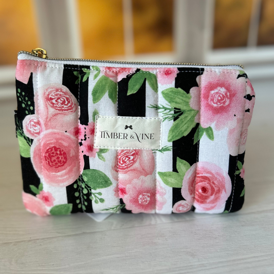 Wristlet Wallets - Black & Pink Floral