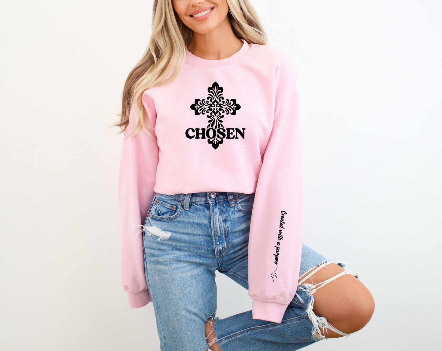 Chosen - Created with a Purpose Crewneck Sweatshirt: Embrace Your Unique Calling