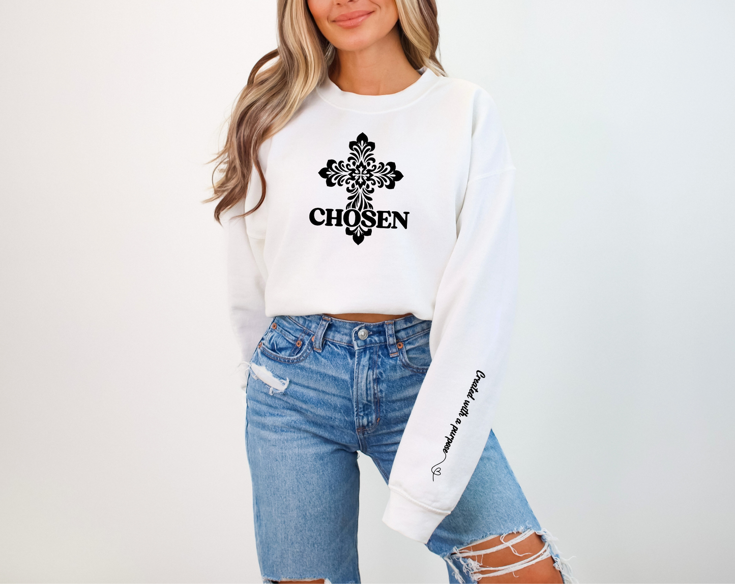 Chosen - Created with a Purpose Crewneck Sweatshirt: Embrace Your Unique Calling