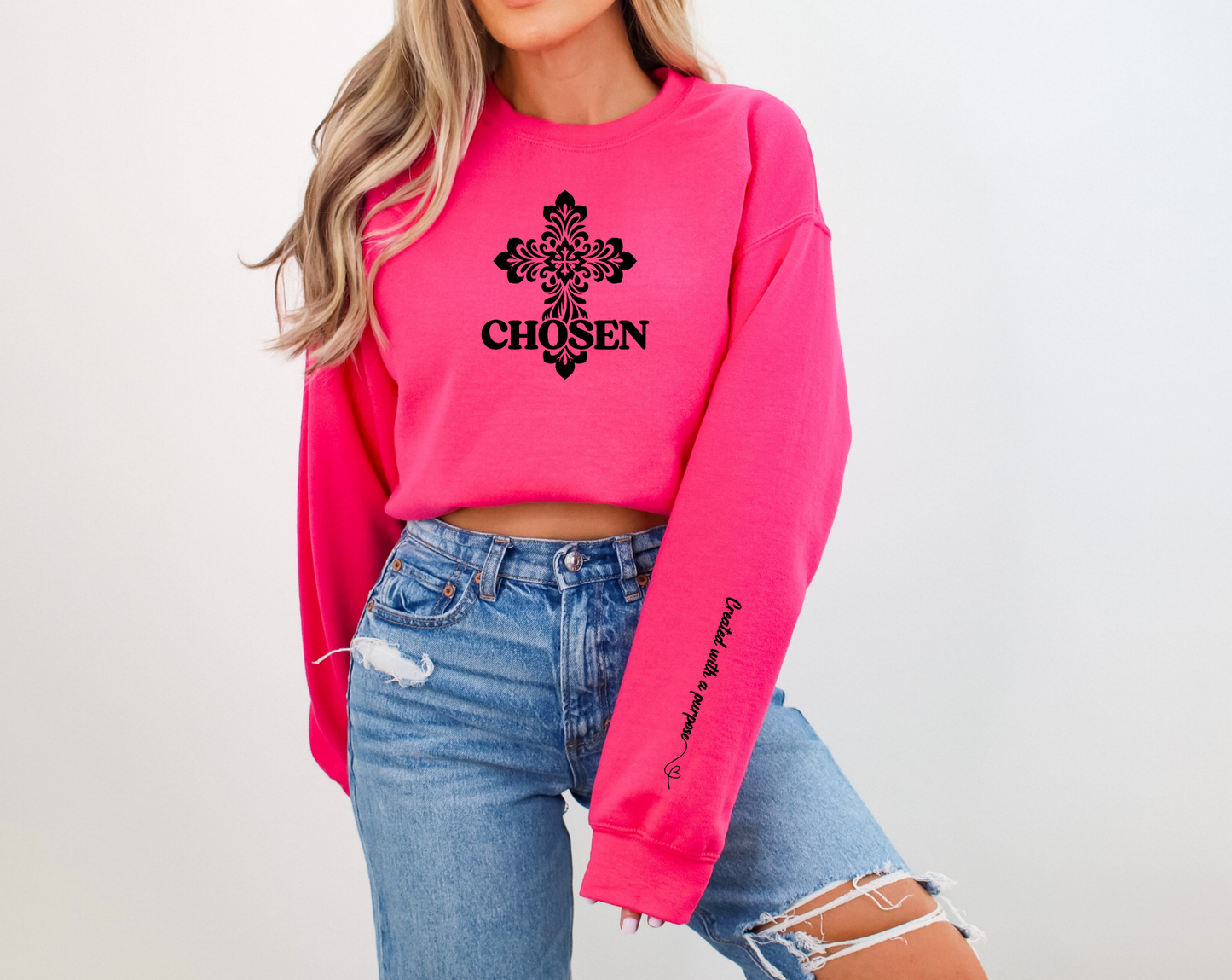 Chosen - Created with a Purpose Crewneck Sweatshirt: Embrace Your Unique Calling