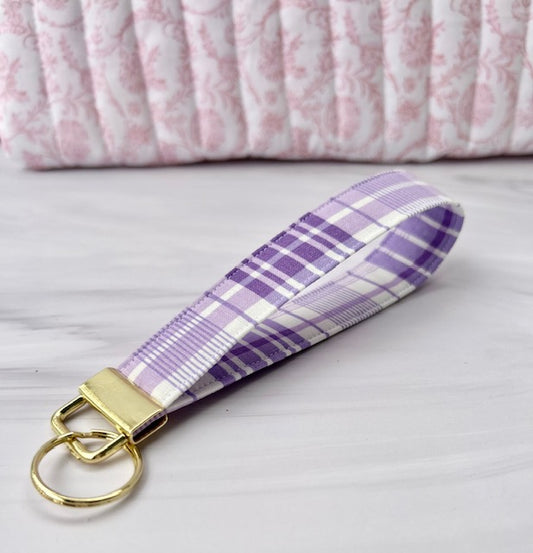 PURPLE PLAID WRISTLET KEYCHAIN