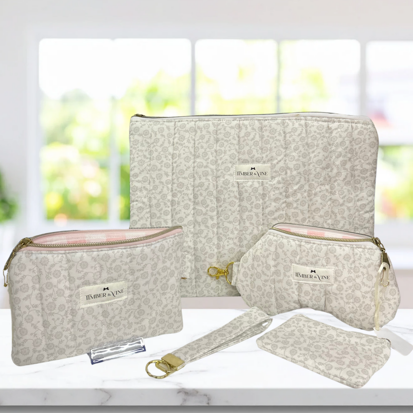 Quilted Glasses Cases - Gray Floral